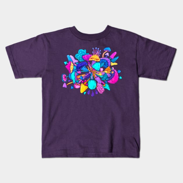 Mushroom Mandala - Zen Hippie Art Kids T-Shirt by rosiemoonart